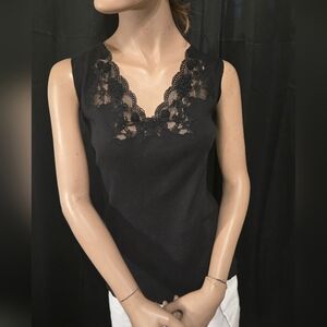 Anne Klein Sport Black Ribbed Top